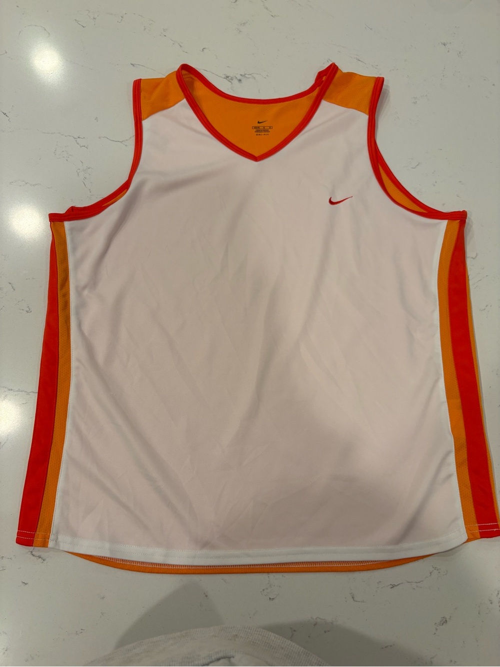 Nike Women’s  White Tank with Orange and Red Trim- Size L